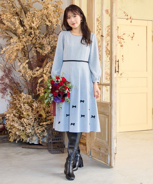 Rose Tiara（ローズティアラ） ワンピース 「ウールライク素材」サテン
