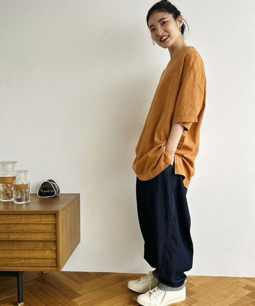 「ONIGIRI」 デニムパンツ LARGE ネイビー レディース_画像2