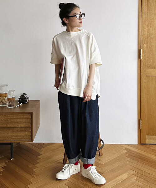 「ONIGIRI」 デニムパンツ LARGE ネイビー レディース_画像3