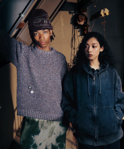 トップス HUF eightynineFULL ZIP HOODIE LT LILAC L HUF｜HUF eightynine WASHED FULL ZIP HOODIE/ HUF ハフ ロゴ ジップ