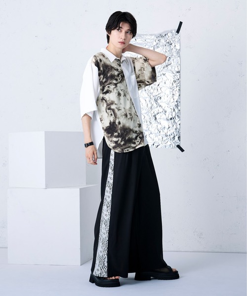 「Ellno Loset」 半袖シャツ SMALL オフホワイト メンズ_画像5
