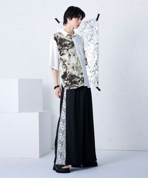 「Ellno Loset」 半袖シャツ SMALL オフホワイト メンズ_画像6