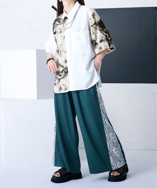 「Ellno Loset」 半袖シャツ SMALL オフホワイト メンズ_画像8