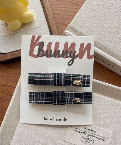 ヘアピン 「 ammy. / エイミードット 」 タータンチェック リボン 2個