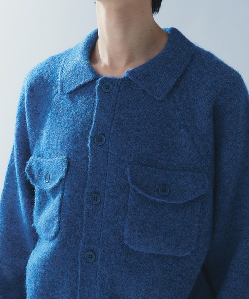 「Adoon plain」 ニットカーディガン MEDIUM チャコールグレー メンズ_画像3