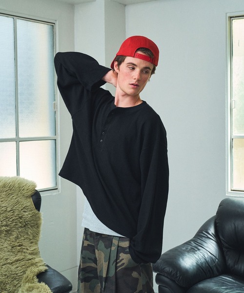 Elanque ヘンリーネック tシャツ waffle henly neck / ワッフル