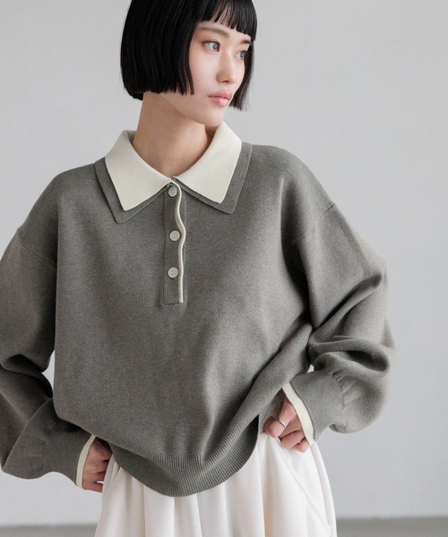 LOWRYS FARM（ローリーズファーム） ニット セーター バイカラーポロ