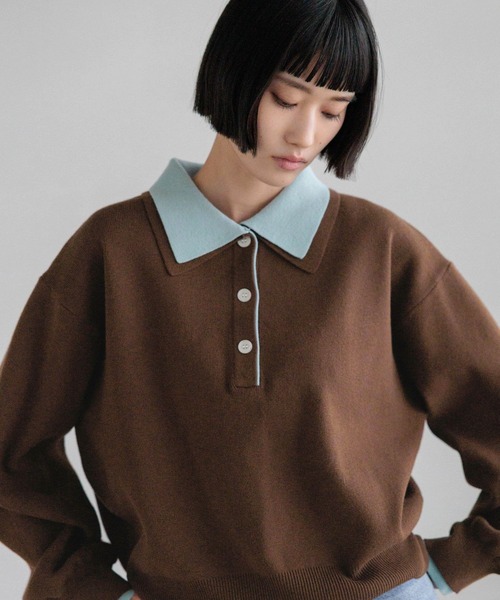 ニット セーター バイカラーポロニットロングスリーブ　636126 レディース | LOWRYS FARM | 18