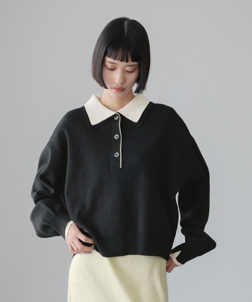 ニット セーター バイカラーポロニットロングスリーブ　636126 レディース | LOWRYS FARM | 21