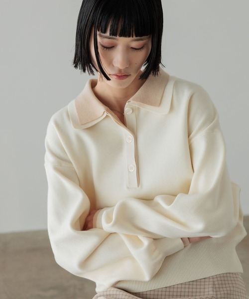 ニット セーター バイカラーポロニットロングスリーブ　636126 レディース | LOWRYS FARM | 08