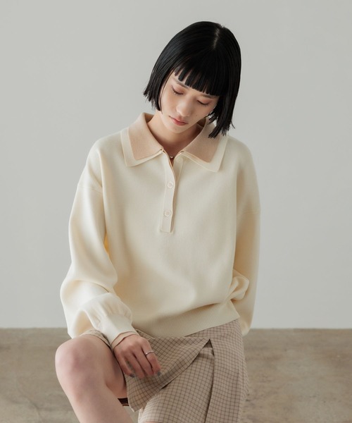 ニット セーター バイカラーポロニットロングスリーブ　636126 レディース | LOWRYS FARM | 07