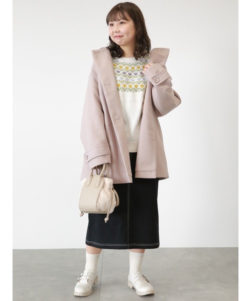 「ehka sopo」 コート フリ- ベージュ レディース_画像2