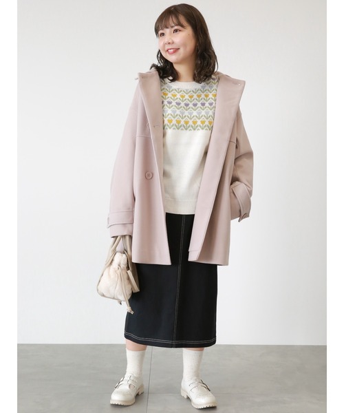 「ehka sopo」 コート フリ- ベージュ レディース_画像6