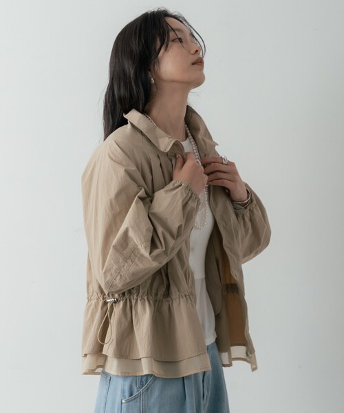 INDIVI GALLEST ブルゾン アウター シャーリングペプラムブルゾン