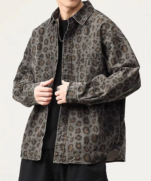 シャツ ヒョウ柄オーバーサイズ長袖シャツ メンズ レディース