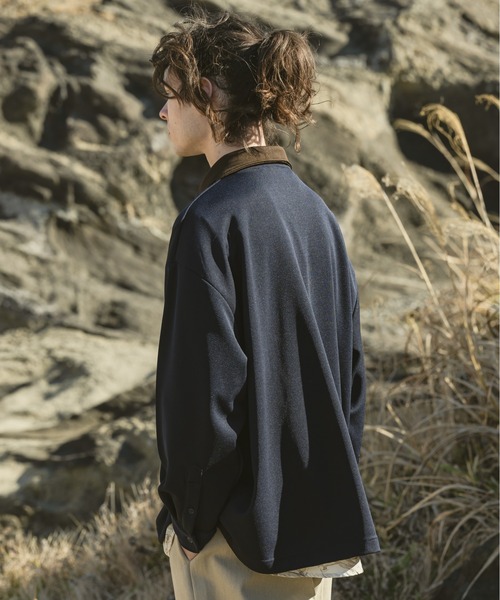 「Casper John」 長袖ポロシャツ MEDIUM ネイビー メンズ_画像5