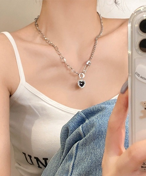 ALMO ネックレス ハートネックレス セーフティピンネックレス