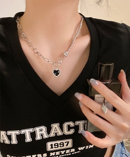 ALMO ネックレス ハートネックレス セーフティピンネックレス