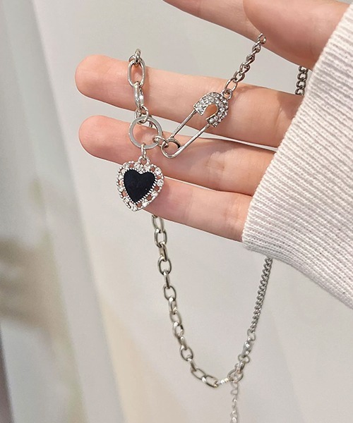 ALMO ネックレス ハートネックレス セーフティピンネックレス