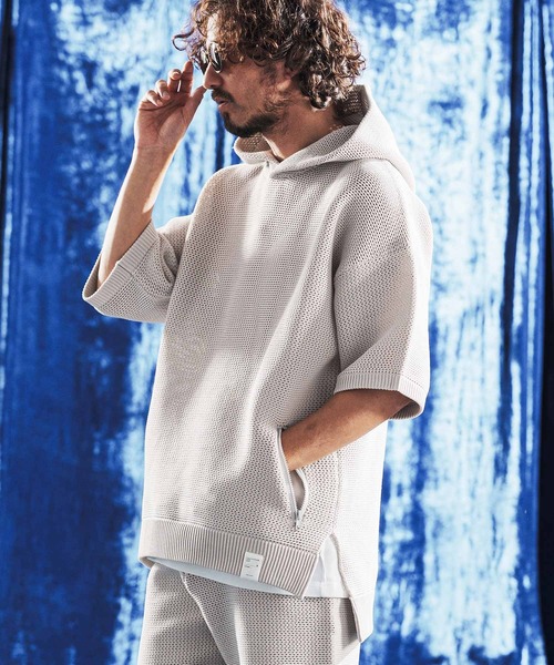 ANGENEHM（アンゲネーム） パーカー mpa4080- Sheer Mesh Airy Knit