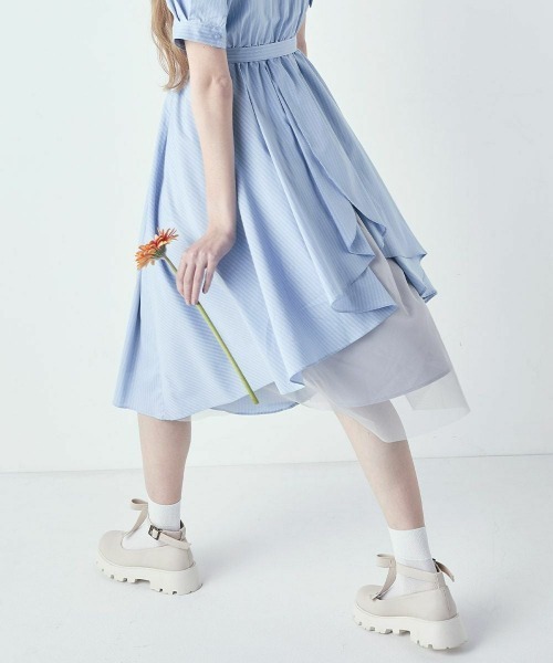 F i.n.t（フィント） シャツワンピース バックラッフルストライプ