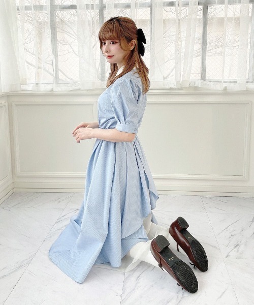 F i.n.t（フィント） シャツワンピース バックラッフルストライプ