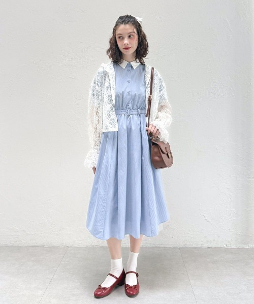 F i.n.t（フィント） シャツワンピース バックラッフルストライプ