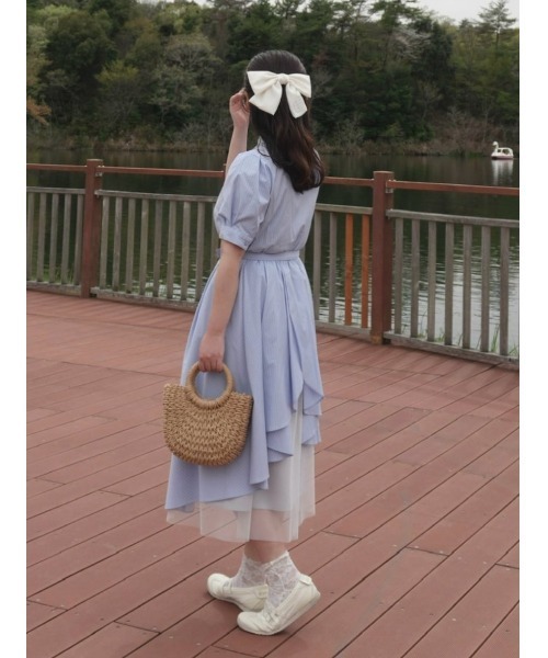 F i.n.t（フィント） シャツワンピース バックラッフルストライプ