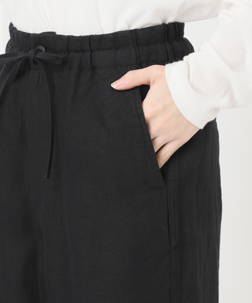 ワイドパンツ パンツ ベルギーリネンワイドイージーパンツ レディースの画像