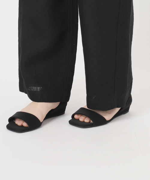 ワイドパンツ パンツ ベルギーリネンワイドイージーパンツ レディースの画像