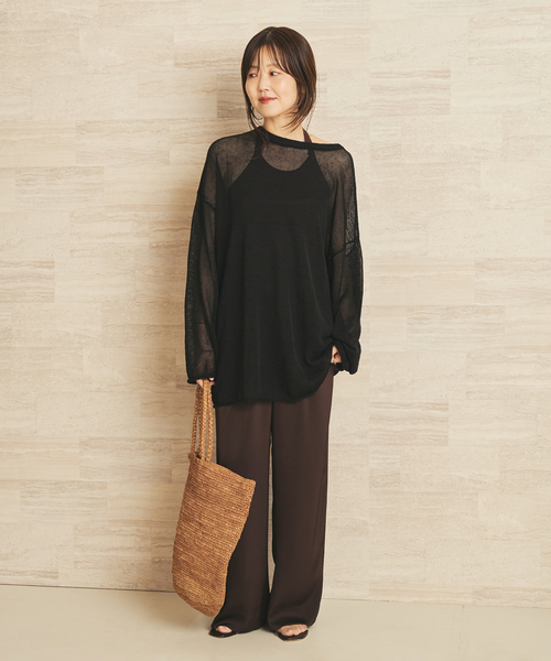 ニット セーター 「追加」Linen/ny long プルオーバー 2 レディースの画像