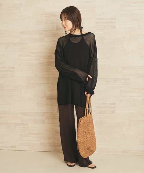 ニット セーター 「追加」Linen/ny long プルオーバー 2 レディースの画像