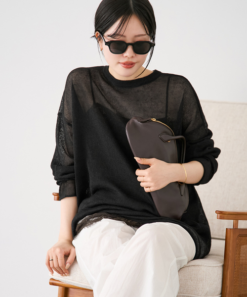 ニット セーター 「追加」Linen/ny long プルオーバー 2 レディースの画像
