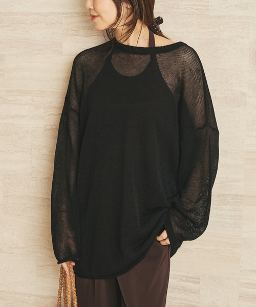 ニット セーター 「追加」Linen/ny long プルオーバー 2 レディースの画像
