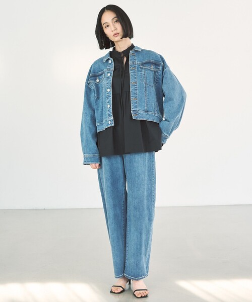 「UNFILO」 7分袖ブラウス X-LARGE ブルー レディース_画像5