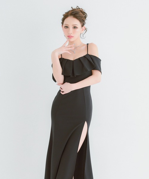 Tika（ティカ） ドレス キャバドレス ロング フレア オフショル キャミ