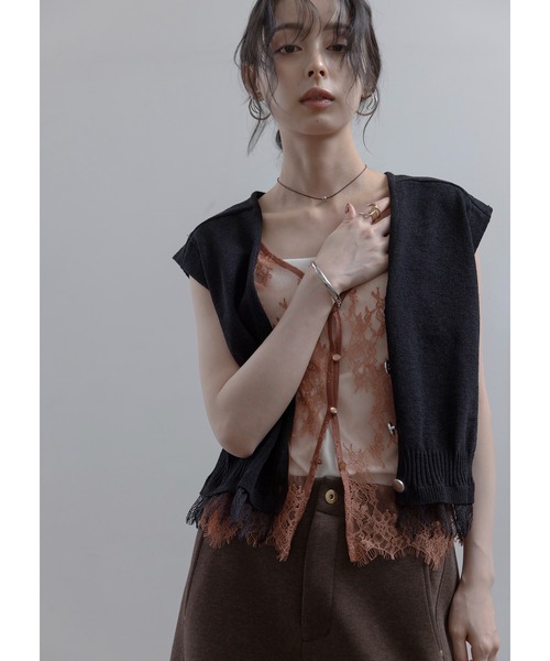 Eimee Law（エイミーロウ） ベスト ジレ レースレイヤードニットベスト