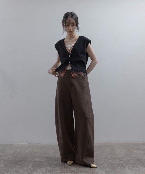 Eimee Law（エイミーロウ） ベスト ジレ レースレイヤードニットベスト