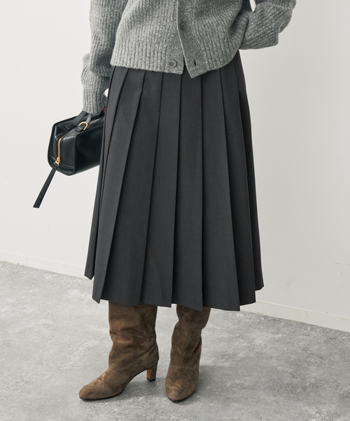 【Spick and Span】メルトンAラインスカート(ブラック／36) Spick＆Span（スピック アンド スパン） スカート ミディプリーツ