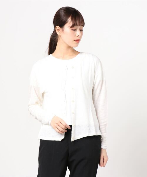 カーディガン 「V::ROOM 」ブイ ルーム/ linen ester jersey  cardigan l/s レディース