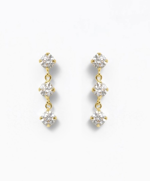 【美品】BLOOM クロス型ピアス K10 BLOOM（アクセサリー） ピアス K10 イエローゴールド