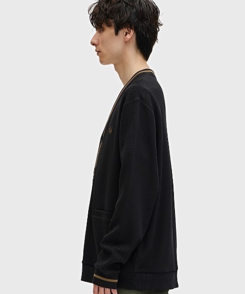 FRED PERRY フラッフィーカーディガン FRED PERRY カーディガン Tipped Pique Texture Cardigan／ピケ