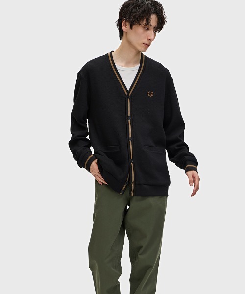 FRED PERRY カーディガン Tipped Pique Texture Cardigan／ピケ