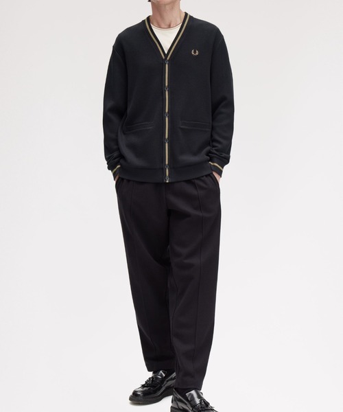 FRED PERRY カーディガン Tipped Pique Texture Cardigan／ピケ