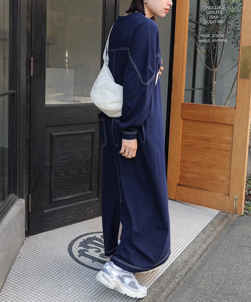 トレンド 長袖 シャツ ワンピース デイリー スタイルデリ STYLE DELI ドライツイルかぶりシャツワンピース