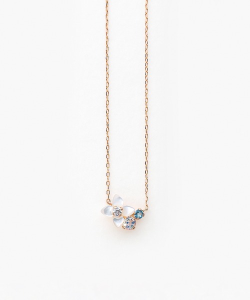 BLOOM ネックレス K10PG ブルートパーズ 花 モチーフ ブバルディア BLOOM（アクセサリー） ネックレス 11月誕生花 K10 ピンク
