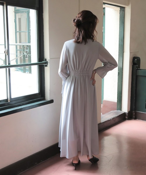 ドレス epic day レース×シフォンロングドレス