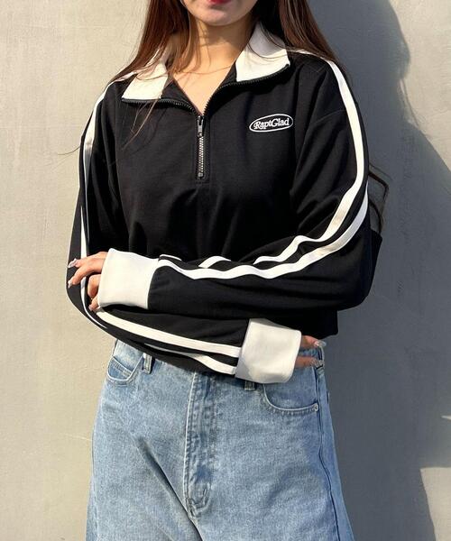 INGNI ジャージ サイドライン胸ロゴショート丈ハーフZIPジャージ