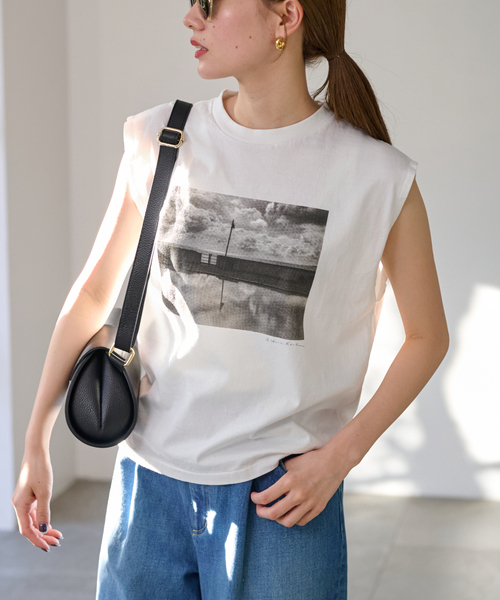 tシャツ フォトノースリーブTシャツ レディース Green Parks tシャツ ノースリーブフォトプルオーバー