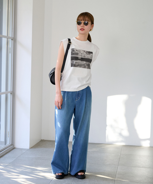 FRAMeWORK フォトプリント Tシャツ FRAMeWORK（フレームワーク） tシャツ Tシャツ フォトプリントノースリ